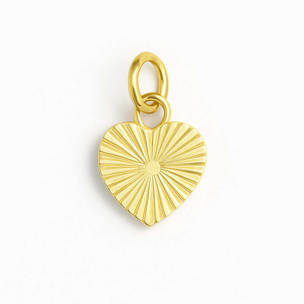 Sunburst Heart Lock Charm