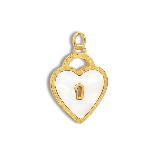 Shell Heart Lock Charm
