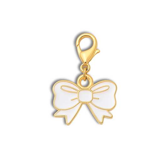 White Bow Pet Collar Charm