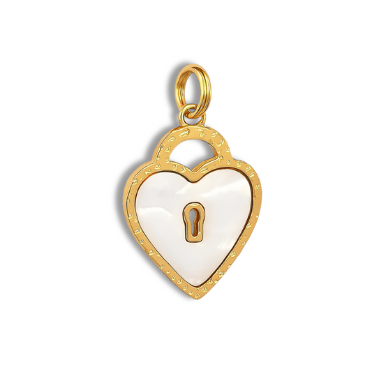 Shell Heart Lock Charm